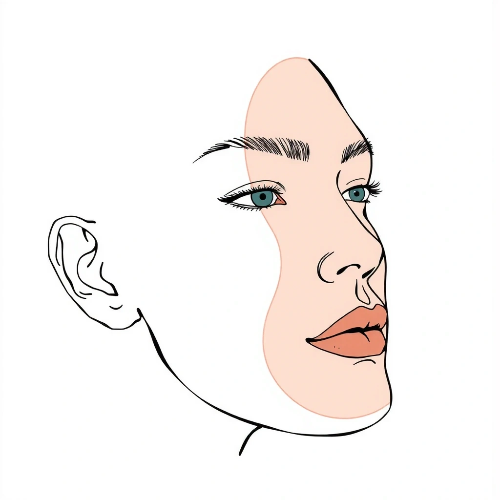 Diagramme anatomique du visage avec zones ciblées